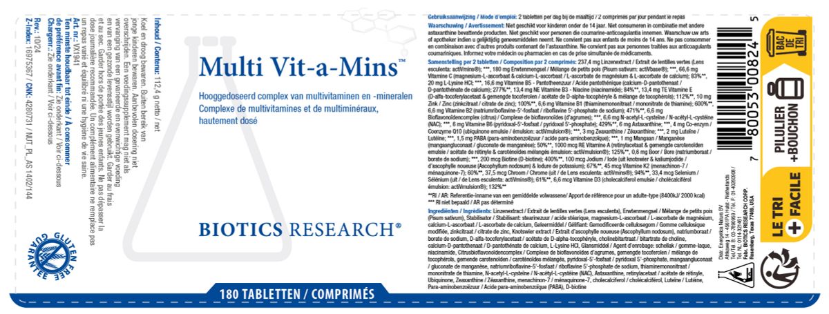 Multi Vit-a-Mins Tabletten afbeelding van document #1, label