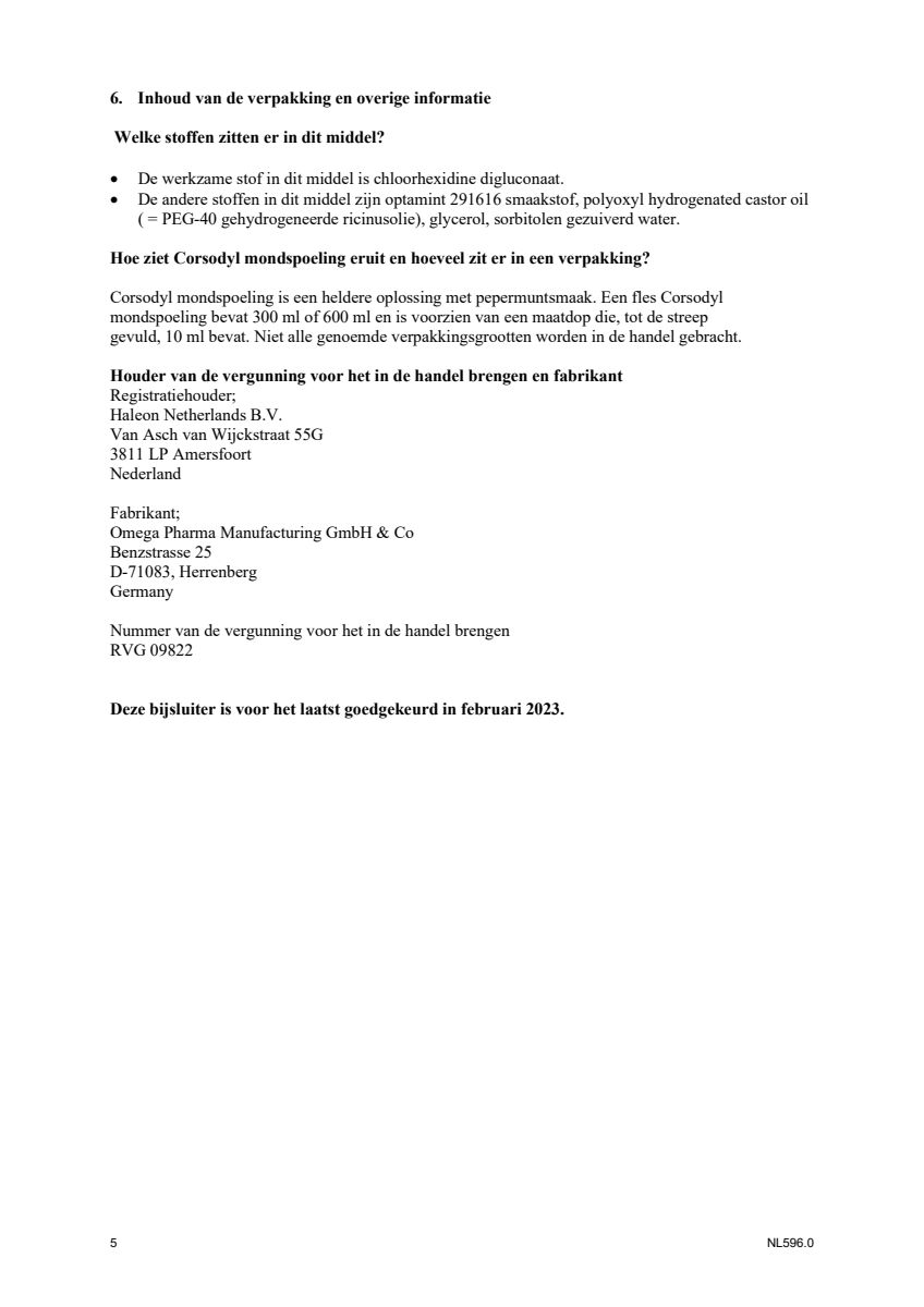 Mondspoeling - voor kortdurende  toepassing bij tandvleesontsteking - duoverpakking afbeelding van document #5, leaflet