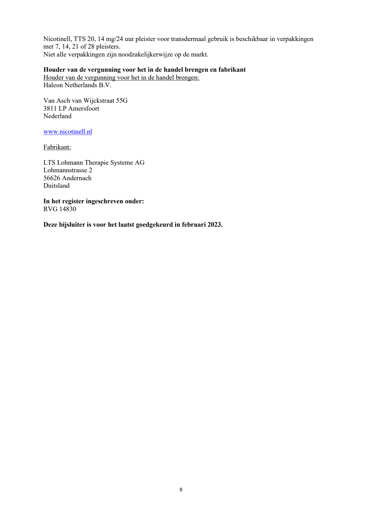 Combineer Pleister 14 mg (7st) en Zuigtablet Mint 1 mg (204st) - afbeelding van document #9, leaflet