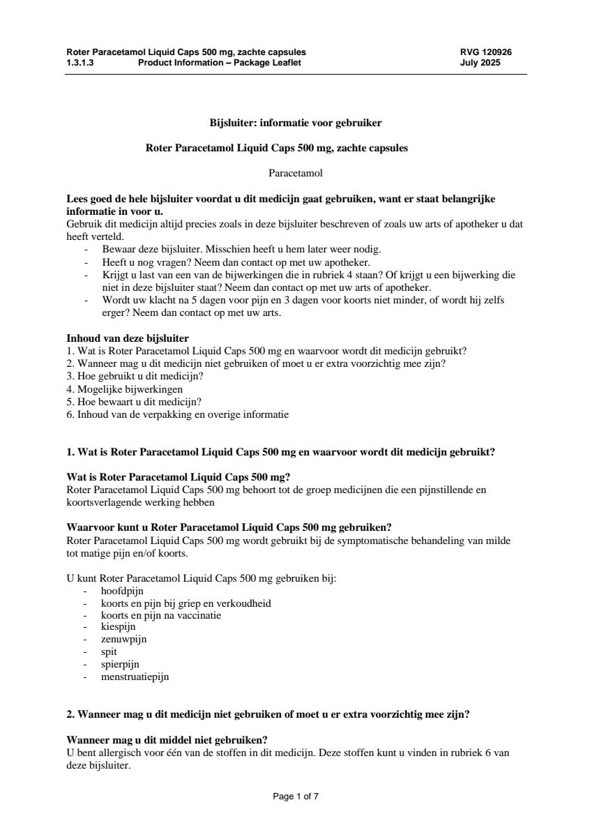 Paracetamol 500mg Liquid Caps afbeelding van document #1, leaflet