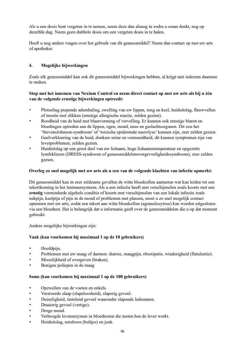 Control Tabletten 20mg Esomeprazo afbeelding van document #56, leaflet