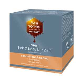 Bee Honest Men Hair & Body Bar 2-in-1 Sandelhout & Honing 80GR Bee Honest Men Hair & Body Bar 2-in-1 Sandelhout & Honing 80GR