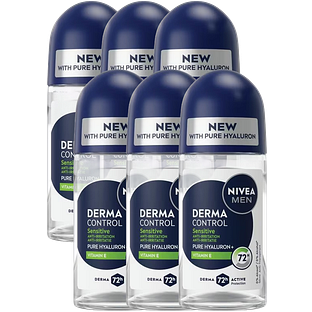 Nivea Men Derma Control Sensitive Deodorant Roller Multiverpakking 6x50ML