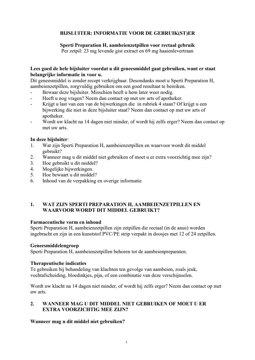 Preparation H Zetpillen afbeelding van document #1, leaflet