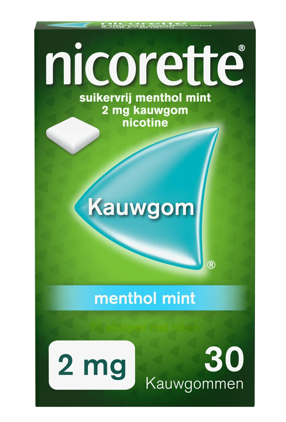 Nicorette Suikervrij Kauwgom 2 mg Menthol Mint afbeelding