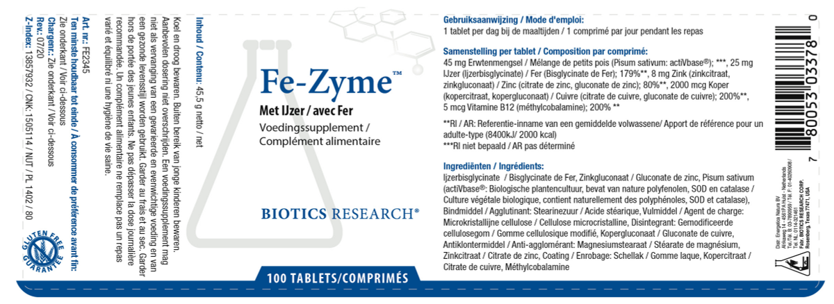 Fe-Zyme 25mg afbeelding van document #1, label
