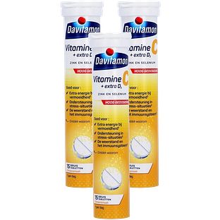 Davitamon Vitamine C + Extra D3 Bruistabletten Multiverpakking 3x15TB