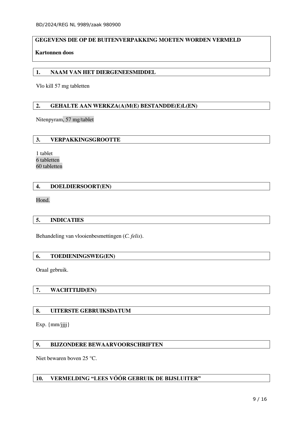 Vlo Kill Tabletten Grote Honden afbeelding van document #9, leaflet