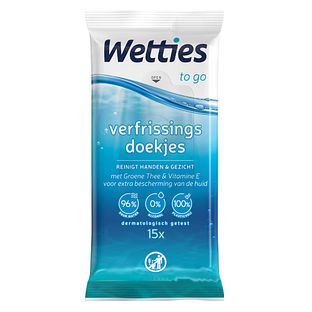 Wetties To Go Verfrissingsdoekjes 15ST Wetties To Go Verfrissingsdoekjes 15ST