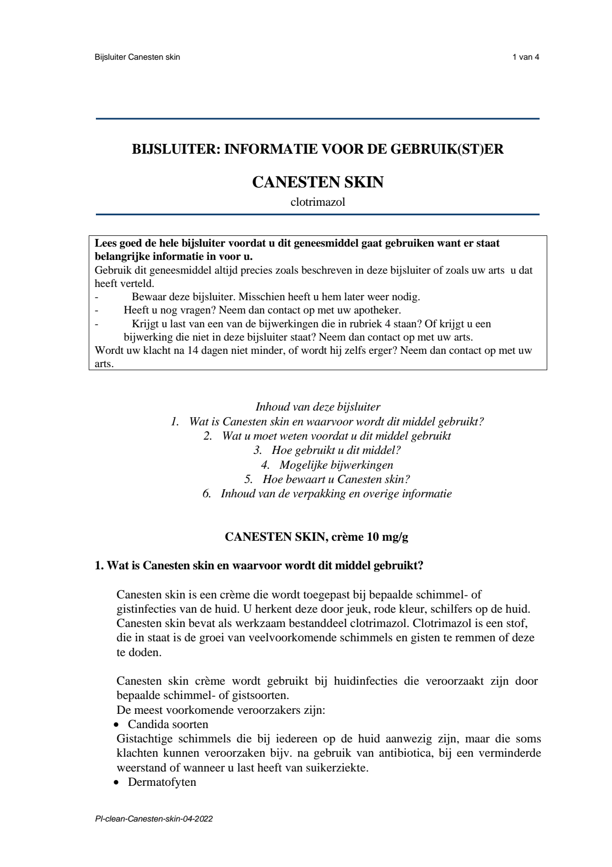 Skin Crème bij Huidschimmel afbeelding van document #1, leaflet
