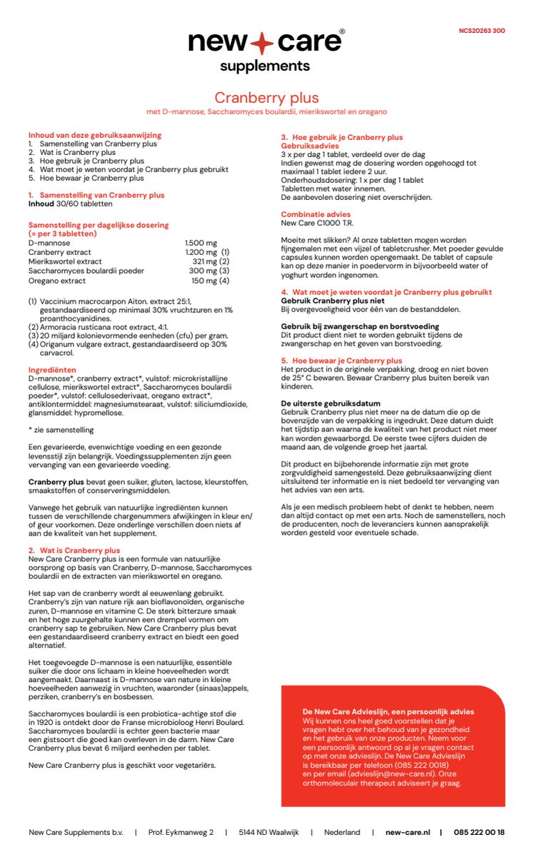 Cranberry Plus Tabletten afbeelding van document #1, instructions