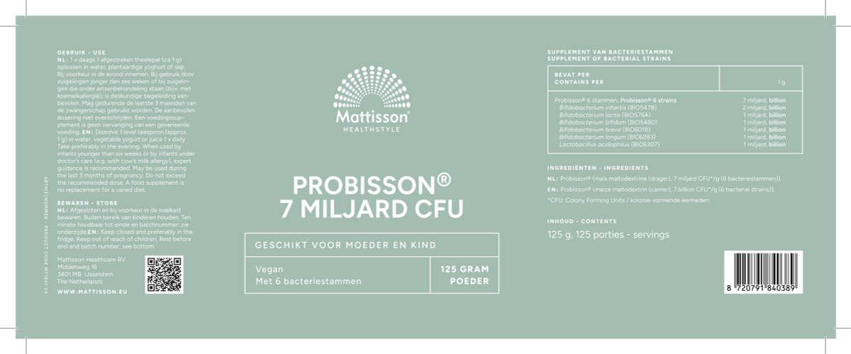 Probisson® 7 Miljard CFU 1000mg Poeder afbeelding van document #1, label