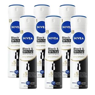 Nivea Black & White Silky Smooth Deodorant Spray Voordeelverpakking 6x150ML Nivea Black & White Silky Smooth Deodorant Spray Voordeelverpakking 6x150ML