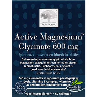 New Nordic Magnesium Active Glycinate 600mg Tabletten 60TB