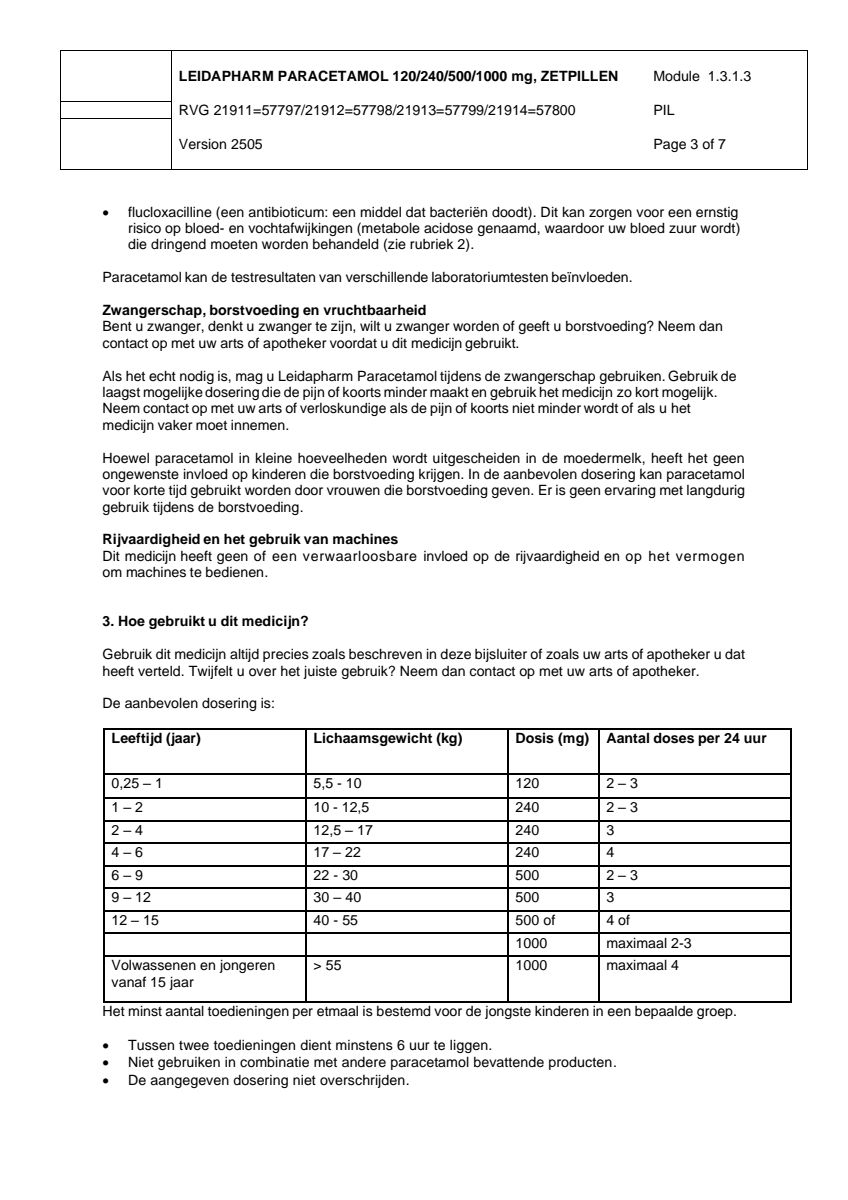 Paracetamol Zetpil 500mg afbeelding van document #3, leaflet