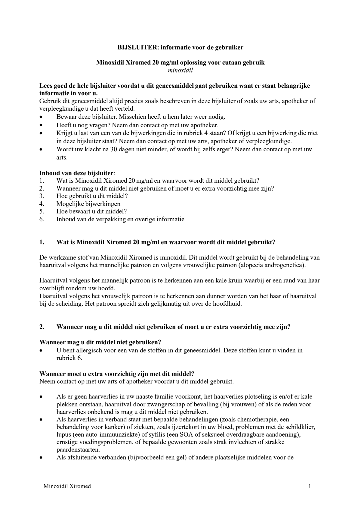 Minoxidil 20mg/ml Oplossing voor Cutaan Gebruik afbeelding van document #1, leaflet