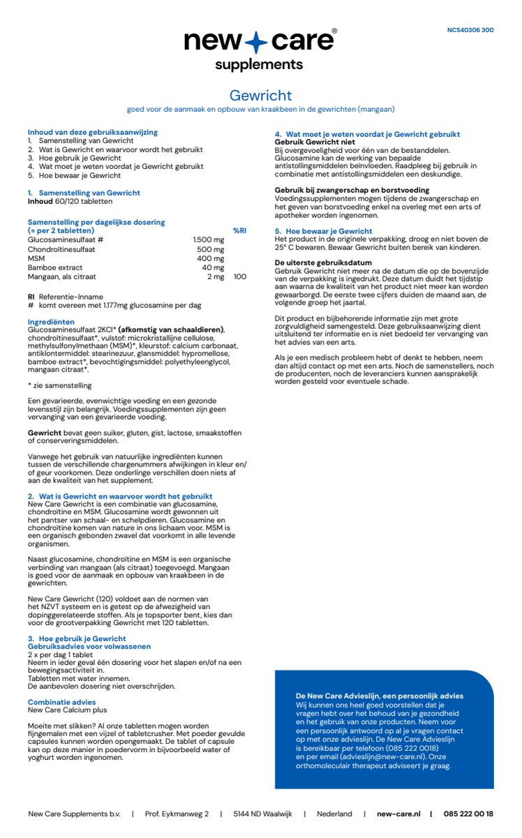 Gewricht Tabletten afbeelding van document #1, instructions