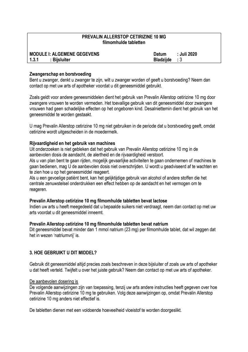 Allerstop Cetirzine 10mg Hooikoorts Tabletten afbeelding van document #3, leaflet
