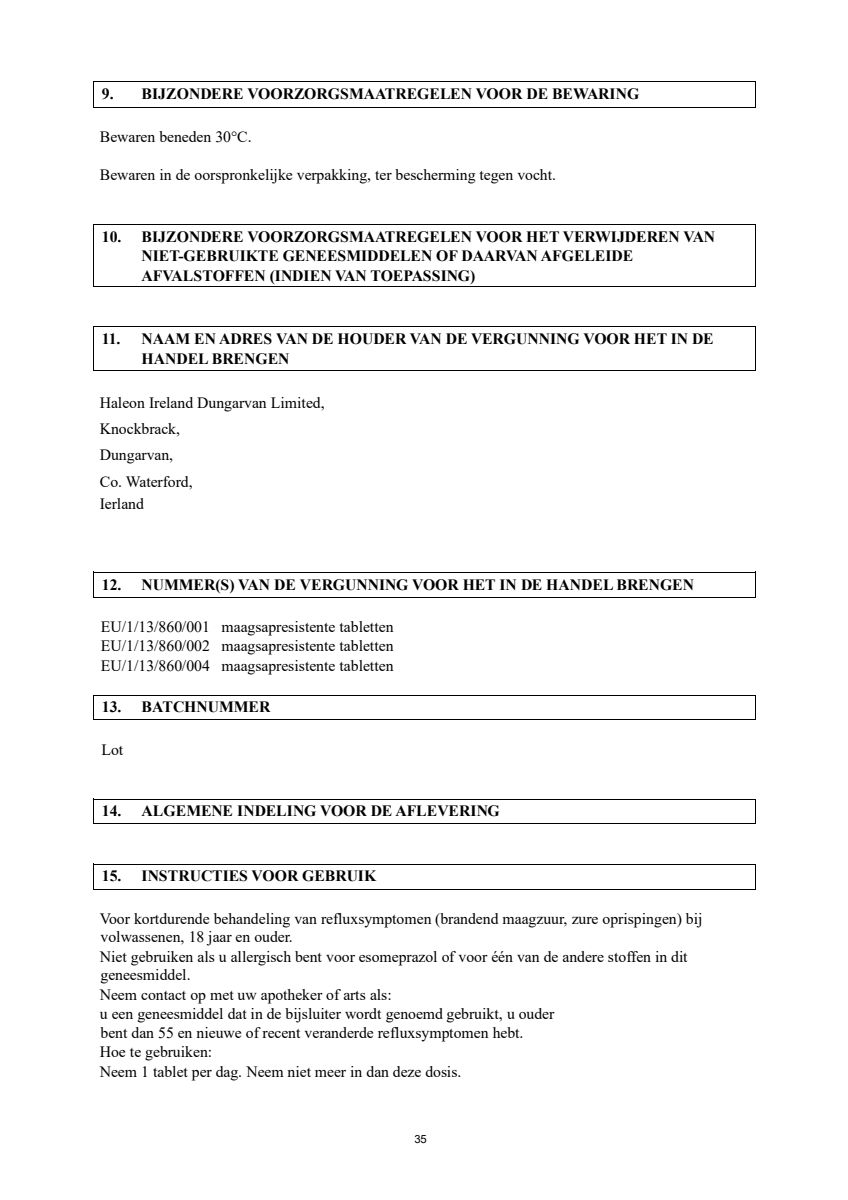 Control Tabletten 20mg Esomeprazo afbeelding van document #35, leaflet