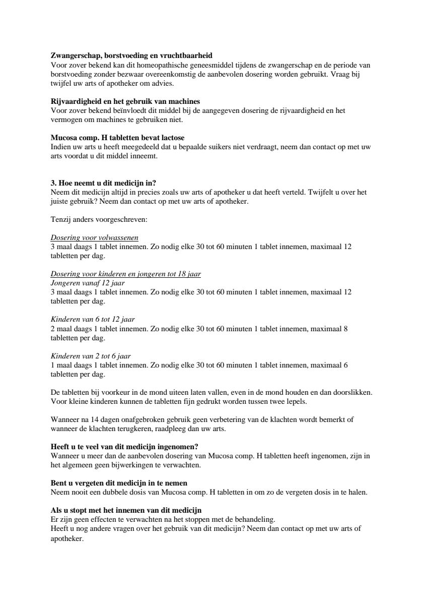 Mucosa Compositum H Tabletten afbeelding van document #2, leaflet