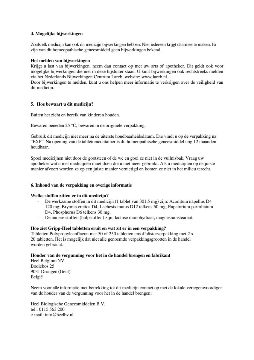 Gripp-Heel H Tabletten afbeelding van document #3, leaflet