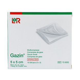 Lohmann & Rauscher Gazin Gaaskompres 5x5cm 10ST Lohmann & Rauscher Gazin Gaaskompres 5x5cm 10ST
