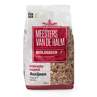 De Halm Muesli Krokant Met Rozijnen 500GR