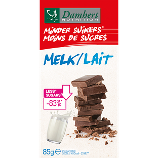 Damhert Minder Suikers Chocoladetablet Melk 85GR Damhert Minder Suikers Chocoladetablet Melk 85GR