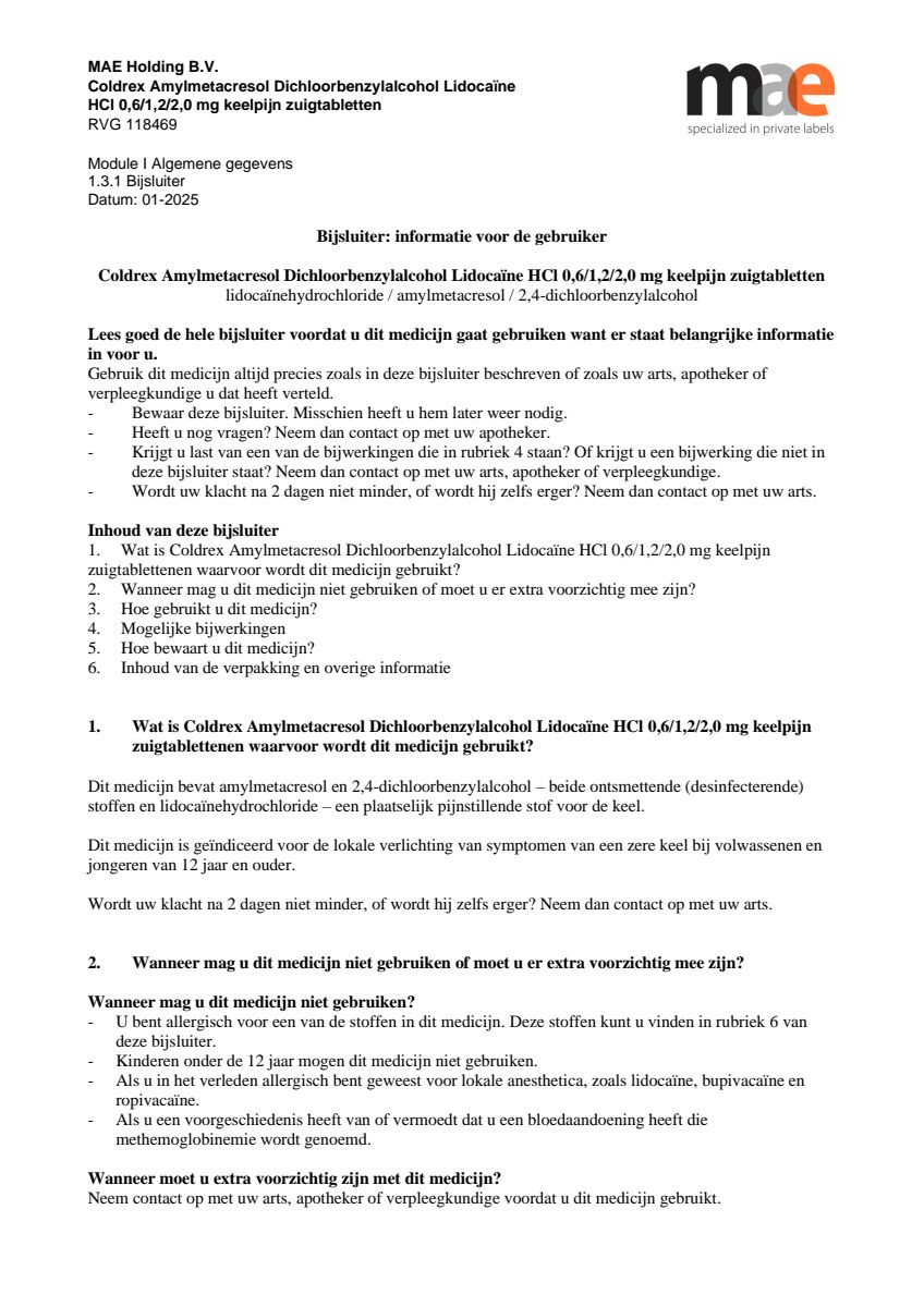 Keelpijn Zuigtabletten afbeelding van document #1, leaflet