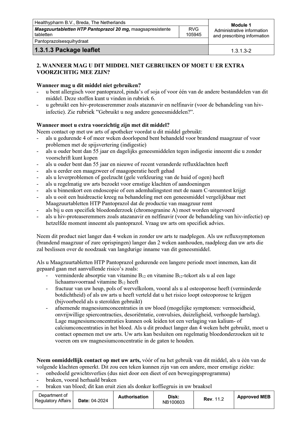 Maagzuurremmer Pantoprazol 20mg Tabletten afbeelding van document #2, leaflet