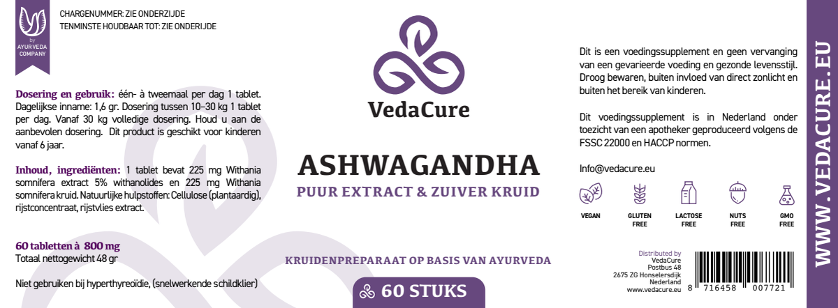 Ashwagandha Tabletten afbeelding van document #1, label