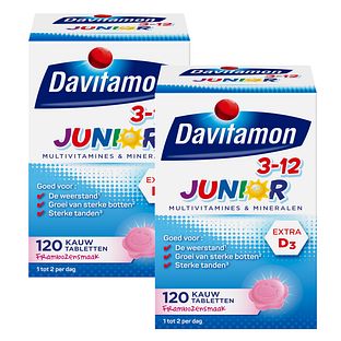 Davitamon Junior 3+ Kauw Vitamines Framboos 2x120KTB
