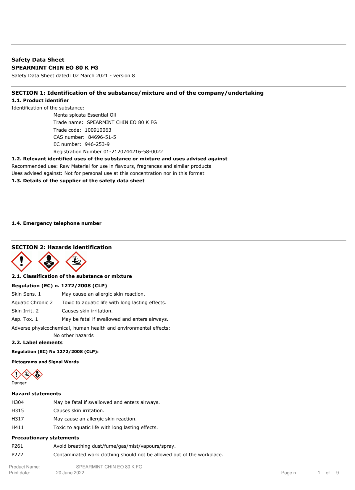 Essentiële Olie Kruizemunt afbeelding van document #1, label