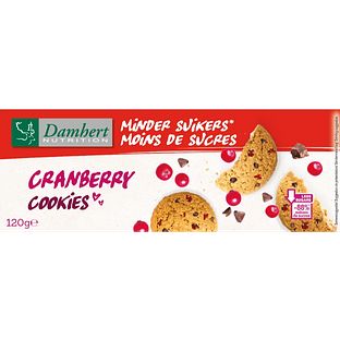 Damhert Cranberry Cookies Minder Suikers 120GR Damhert Cranberry Cookies Minder Suikers 120GR