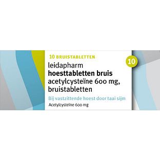 Leidapharm Hoesttabletten Bruis Acetylcysteine 600mg 10ST Leidapharm Hoesttabletten Bruis Acetylcysteine 600mg 10ST