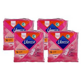 Libresse V-Protection Ultra Normal Maandverband Multiverpakking 4x16ST
