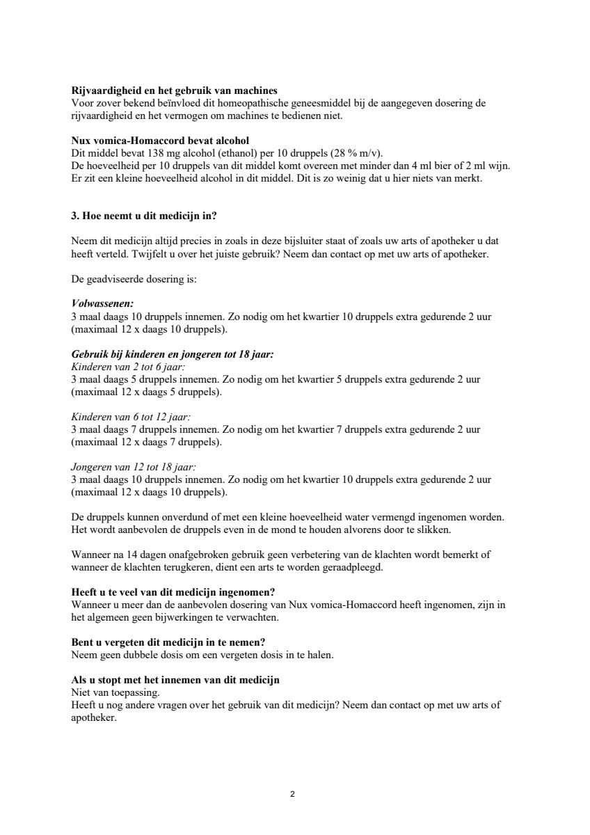 Nux Vomica Homaccord afbeelding van document #2, leaflet