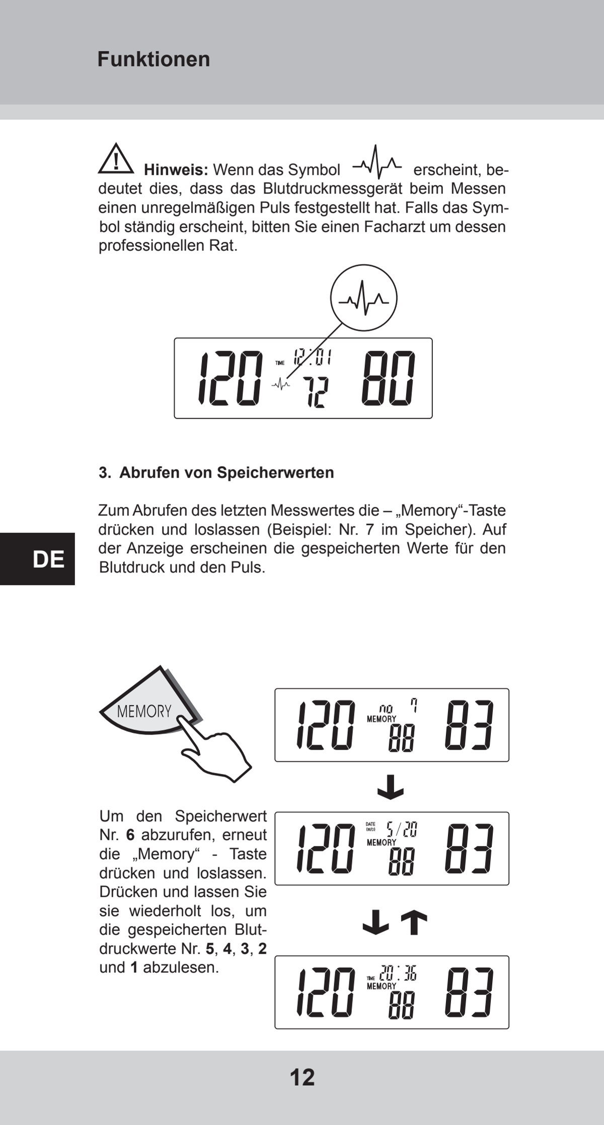 Bovenarm Bloeddrukmeter Desktop afbeelding van document #12, instructions