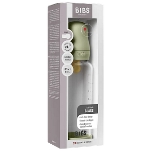 BIBS Glas Latex Medium Flow Babyfles 2+ Maanden Sage 1ST