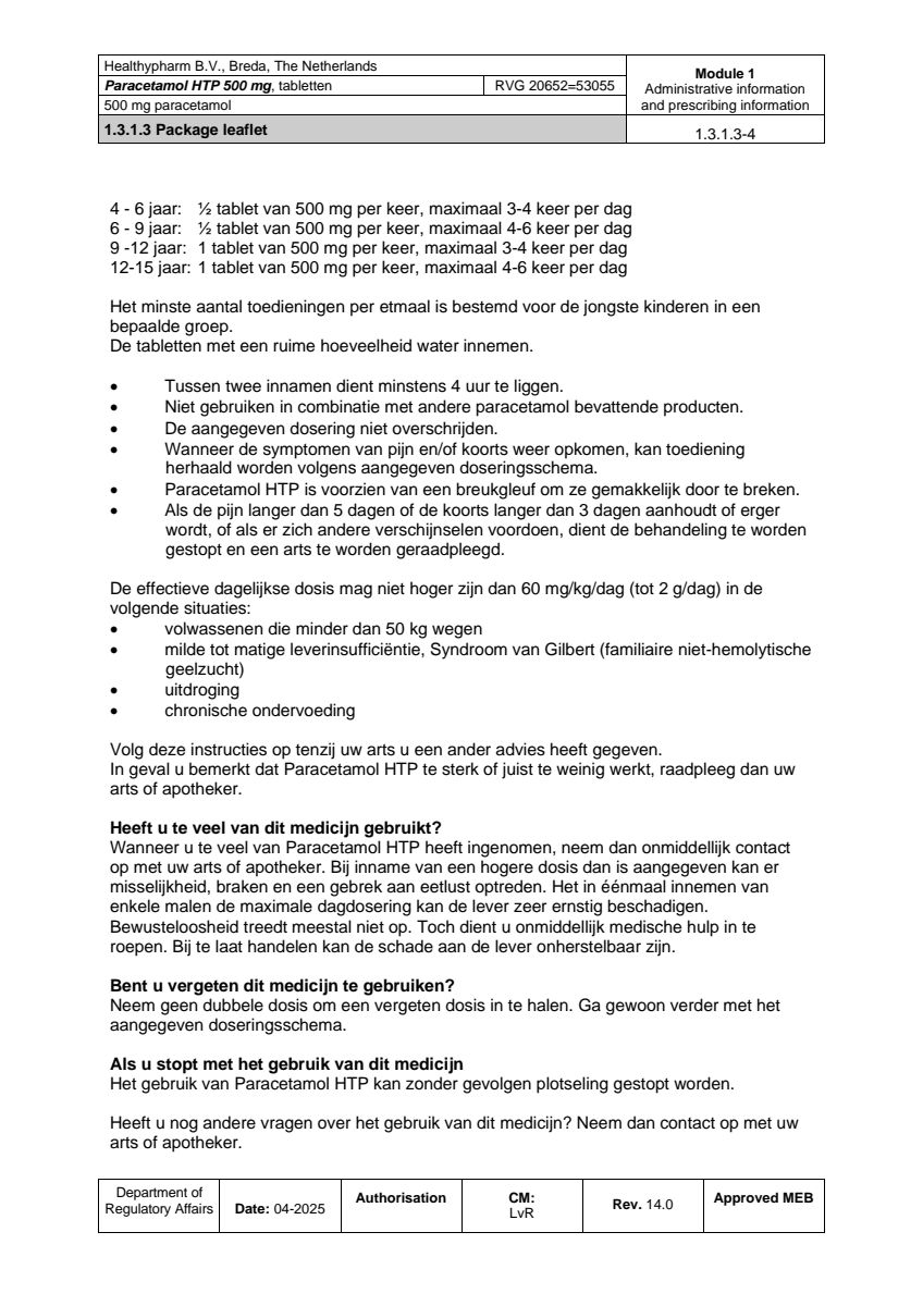 Paracetamol 500mg Tabletten afbeelding van document #4, leaflet