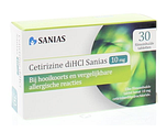 Sanias Cetirizine 10mg Tabletten - bij hooikoorts en vergelijkbare allergische reacties - 30TB