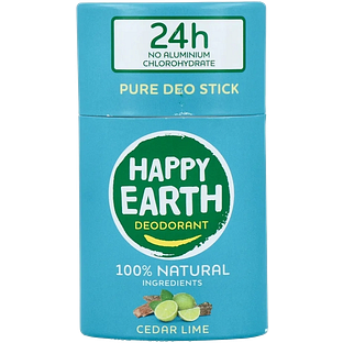 Happy Earth 100% Natural Pure Deo Stick Cedar Lime 40GR