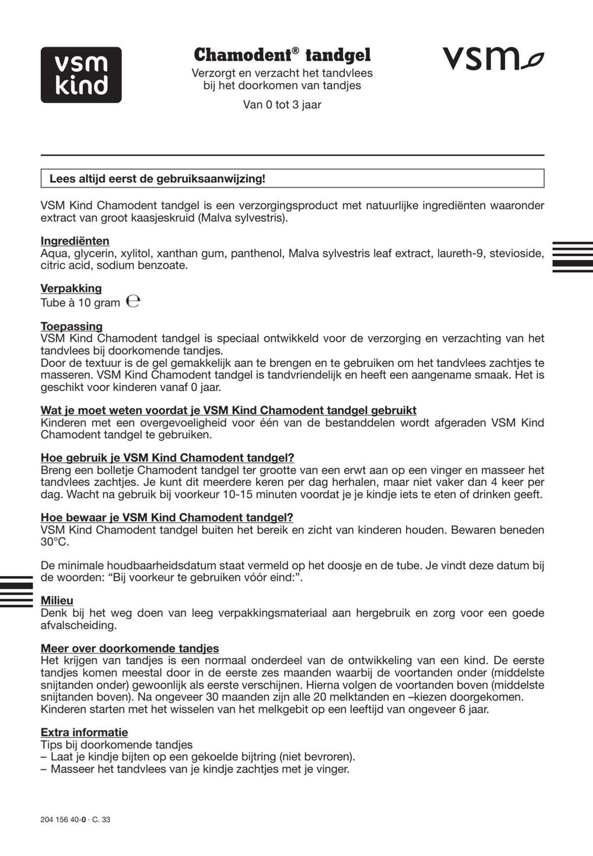 Kind Chamodent Tandgel afbeelding van document #1, instructions