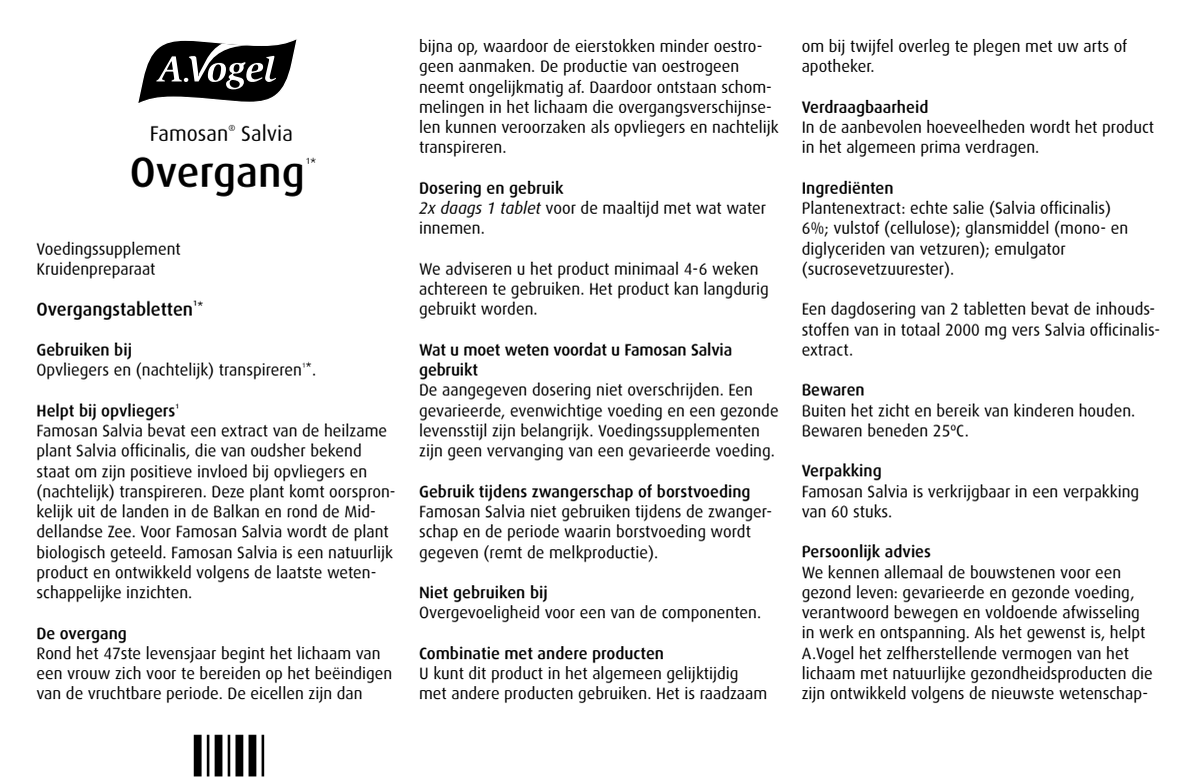 Famosan Salvia Overgang Tabletten afbeelding van document #1, instructions