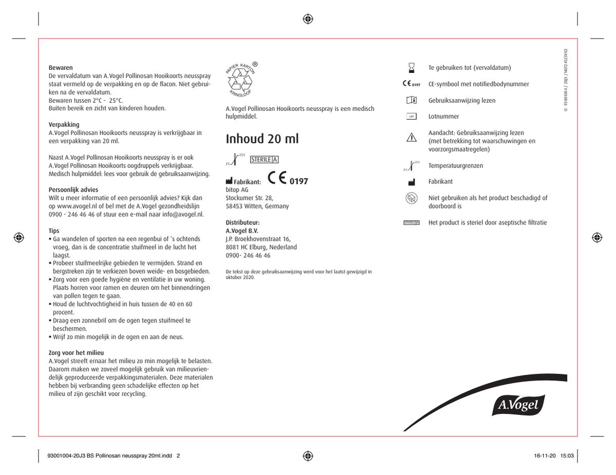 Pollinosan Hooikoorts Oogdruppels 10ML + Neusspray 20ML Combiverpakking - afbeelding van document #2, instructions