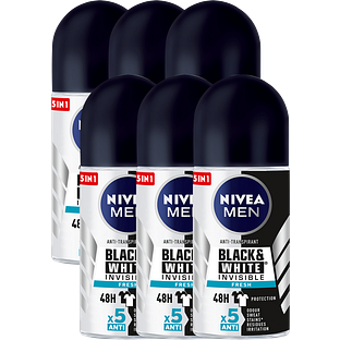 Nivea Men Nivea Black & White Fresh Invisible Anti-transpirant Multiverpakking 6x50ML