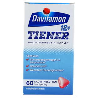 Davitamon Multi 12+ Tiener Kauwtabletten Aardbei 60KTB