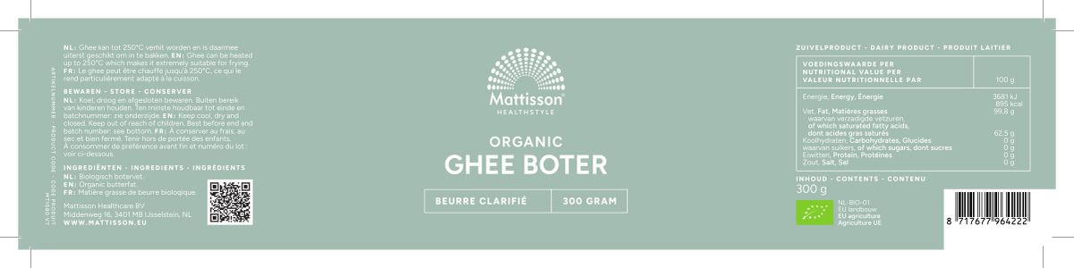 Biologische Ghee Geklaarde Boter afbeelding van document #1, label