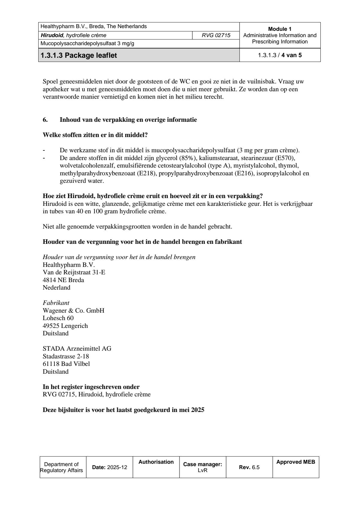 Hirudoid Hydrofiele Crème 3mg afbeelding van document #4, leaflet