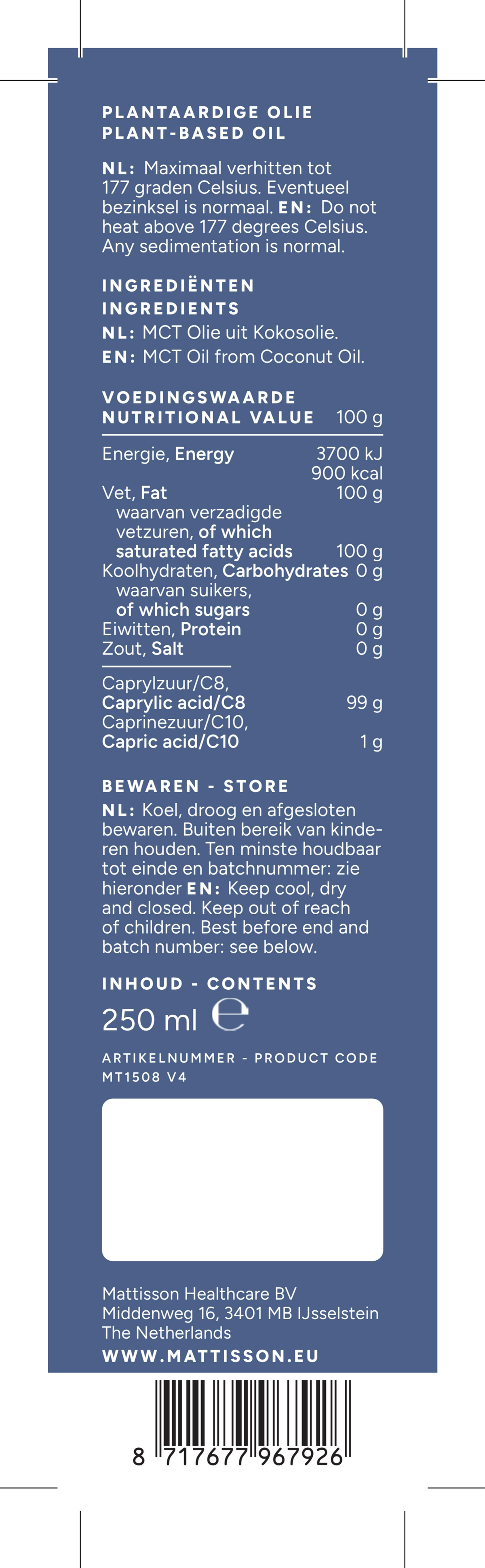 MCT Olie C8 afbeelding van document #1, label